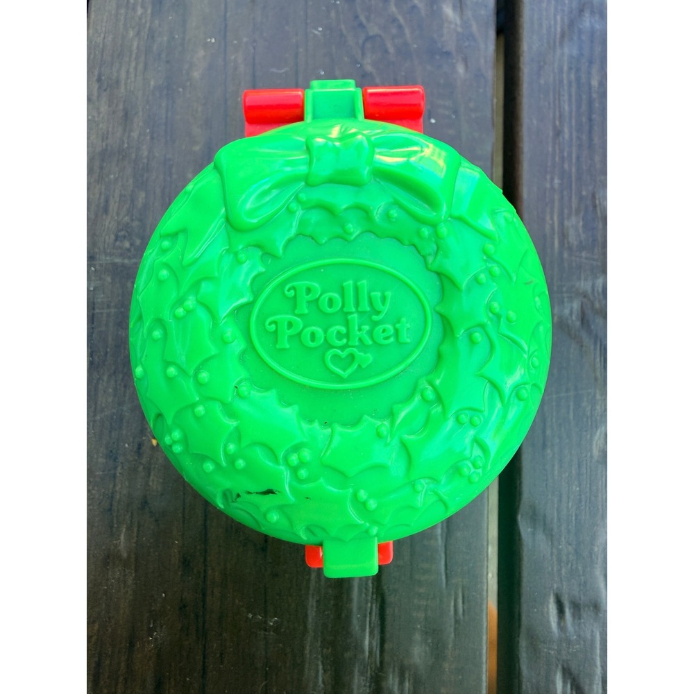 Vintage 1993 Polly Pocket Christmas Wreath McDonald's Bluebird Toys Compact Set
